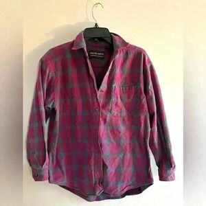 Hazel creek 100% cotton women’s medium purple and green long sleeve flannel